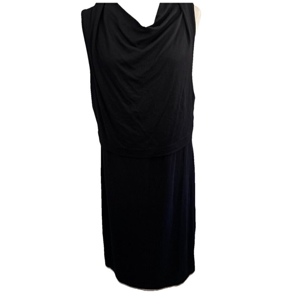 Adrienne Vittadini Black Knit Overlay Short Dress Stretchy Women Large